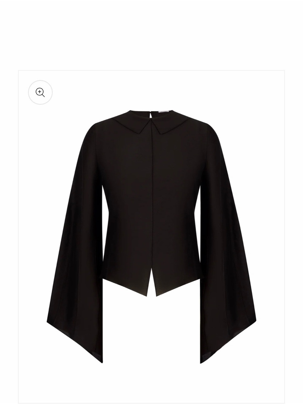 DEA Black Bell-Sleeve Blouse with Pointed Collar
